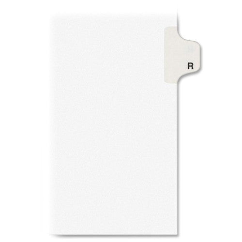 Kleer-Fax, Inc. Index Dividers,"R",Side Tab,1/26 Cut,11"x8-1/2",25/ST,WE