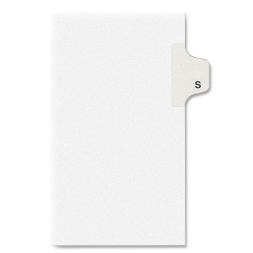 Kleer-Fax, Inc. Index Dividers,"S",Side Tab,1/26 Cut,11"x8-1/2",25/ST,WE