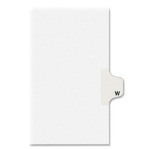 Kleer-Fax, Inc. Index Dividers,"W",Side Tab,1/26 Cut,11"x8-1/2",25/ST,WE