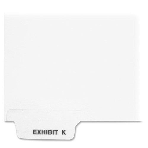 Kleer-Fax, Inc. Index Dividers,Bottom Tabs,"Exhibit K",Letter,25/PK,WE