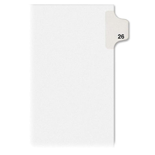 Kleer-Fax, Inc. Index Dividers,Number 26,Side Tab,1/25 Cut,Letter,25/ST,WE