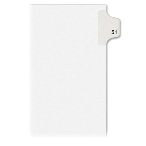 Kleer-Fax, Inc. Index Dividers,Number 51,Side Tab,1/25 Cut,Letter,25/ST,WE