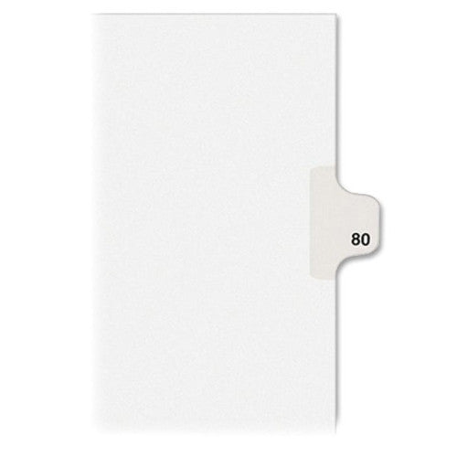 Kleer-Fax, Inc. Index Dividers,Number 80,Side Tab,1/25 Cut,Letter,25/ST,WE