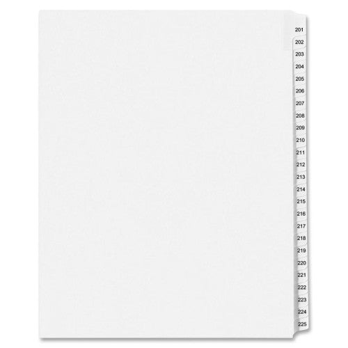 Kleer-Fax, Inc. Index Dividers,Number 201-225,Side Tab,1/25 Cut,Ltr,25/ST,WE