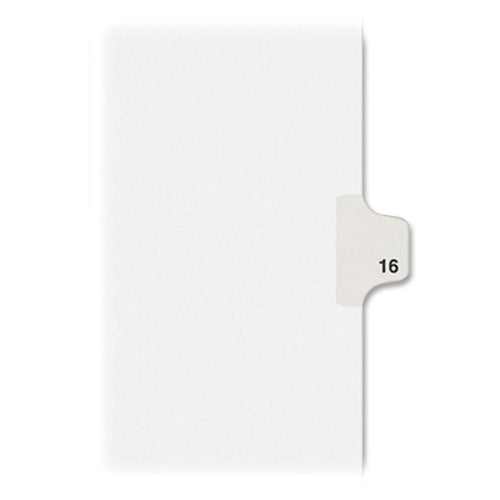 Kleer-Fax, Inc. Index Dividers,Number 16,Side Tab,1/25 Cut,Letter,25/PK,WE