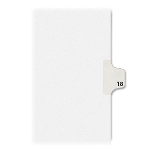 Kleer-Fax, Inc. Index Dividers,Number 18,Side Tab,1/25 Cut,Letter,25/PK,WE