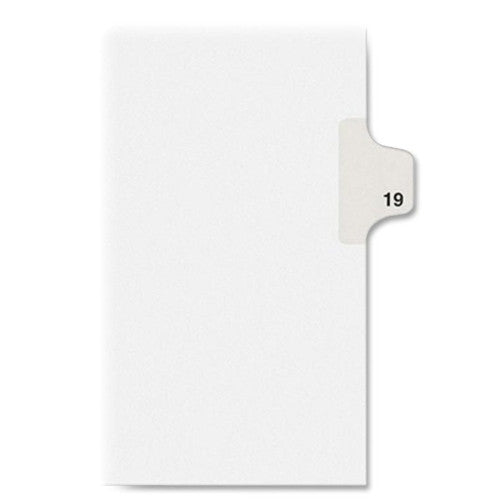 Kleer-Fax, Inc. Index Dividers,Number 19,Side Tab,1/25 Cut,Letter,25/PK,WE