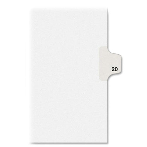 Kleer-Fax, Inc. Index Dividers,Number 20,Side Tab,1/25 Cut,Letter,25/PK,WE