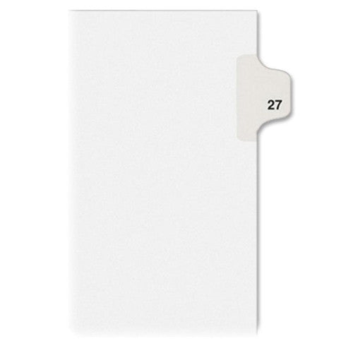 Kleer-Fax, Inc. Index Dividers,Number 27,Side Tab,1/25 Cut,Letter,25/PK,WE