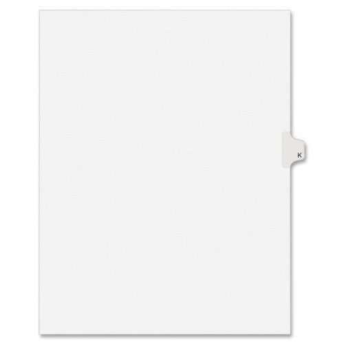 Kleer-Fax, Inc. Index Dividers,Letter K,1/26 Cut,Side Tabs,Letter,25/PK,WE