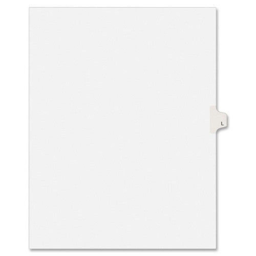 Kleer-Fax, Inc. Index Dividers,Letter L,1/26 Cut,Side Tabs,Letter,25/PK,WE