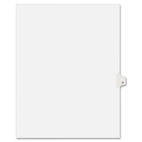 Kleer-Fax, Inc. Index Dividers,Letter P,1/26 Cut,Side Tabs,Letter,25/PK,WE