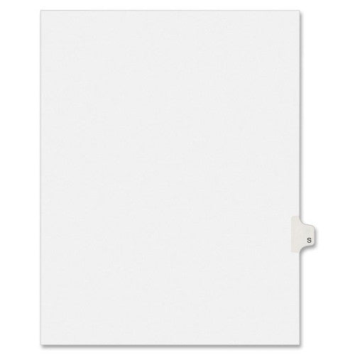 Kleer-Fax, Inc. Index Dividers,Letter S,1/26 Cut,Side Tabs,Letter,25/PK,WE