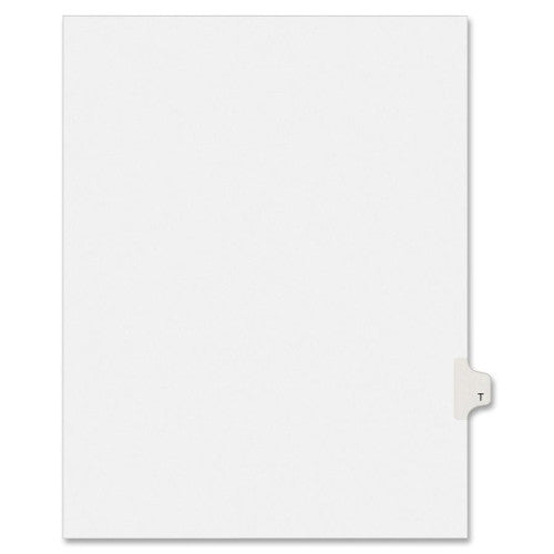 Kleer-Fax, Inc. Index Dividers,Letter T,1/26 Cut,Side Tabs,Letter,25/PK,WE