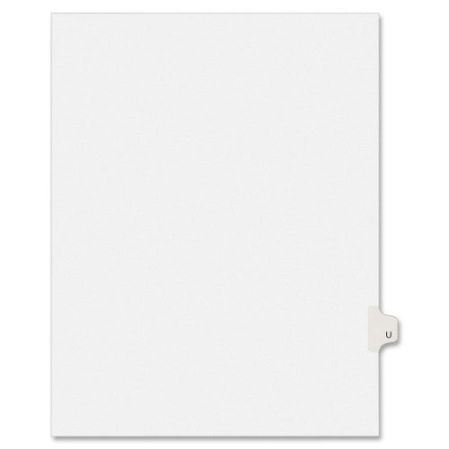 Kleer-Fax, Inc. Index Dividers,Letter U,1/26 Cut,Side Tabs,Letter,25/PK,WE