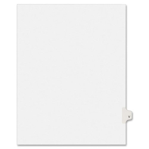 Kleer-Fax, Inc. Index Dividers,Letter V,1/26 Cut,Side Tabs,Letter,25/PK,WE