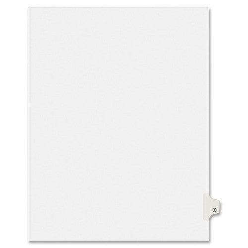 Kleer-Fax, Inc. Index Dividers,Letter X,1/26 Cut,Side Tabs,Letter,25/PK,WE