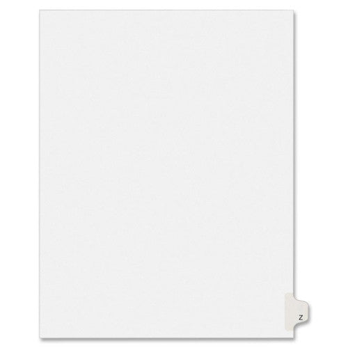 Kleer-Fax, Inc. Index Dividers,Letter Z,1/26 Cut,Side Tabs,Letter,25/PK,WE