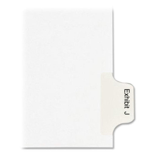 Kleer-Fax, Inc. Index Dividers,"Exhibit J",Side Tabs,1/10 Cut,25/PK,White