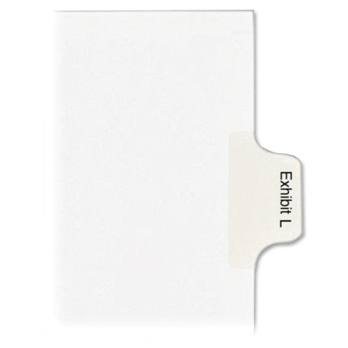 Kleer-Fax, Inc. Index Dividers,"Exhibit L",Side Tabs,1/10 Cut,25/PK,White