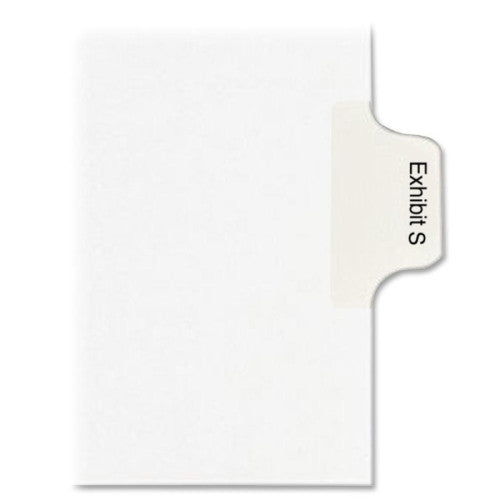 Kleer-Fax, Inc. Index Dividers,"Exhibit S",Side Tabs,1/10 Cut,25/PK,White