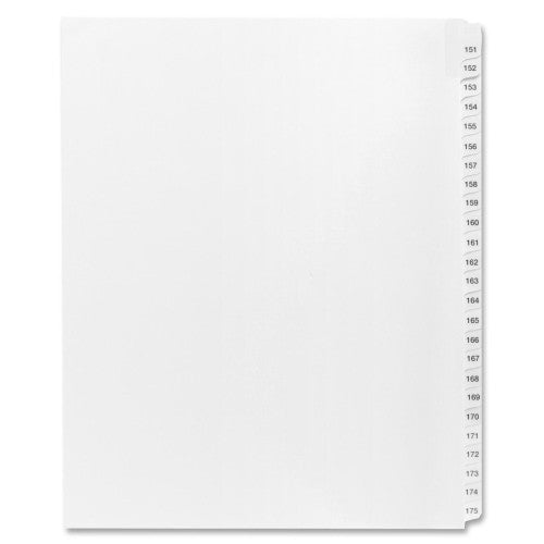 Kleer-Fax, Inc. Index Dividers,"Exhibit 151-175",Side Tabs,1/25 Cut,25/PK,WE