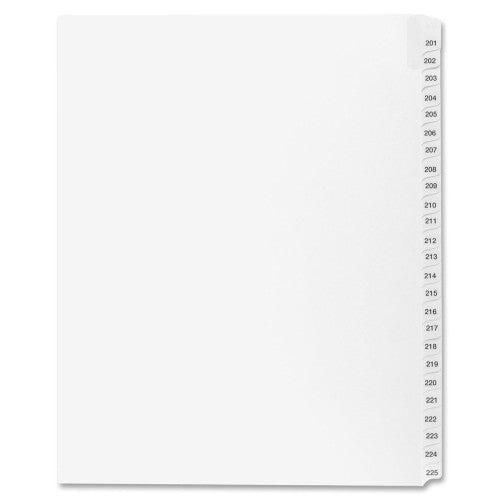 Kleer-Fax, Inc. Index Dividers,"Exhibit 201-225",Side Tabs,1/25 Cut,25/PK,WE