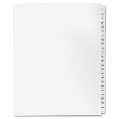 Kleer-Fax, Inc. Index Dividers,"Exhibit 301-325",Side Tabs,1/25 Cut,25/PK,WE