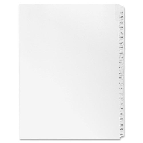 Kleer-Fax, Inc. Index Dividers,"Exhibit 401-425",Side Tabs,1/25 Cut,25/PK,WE