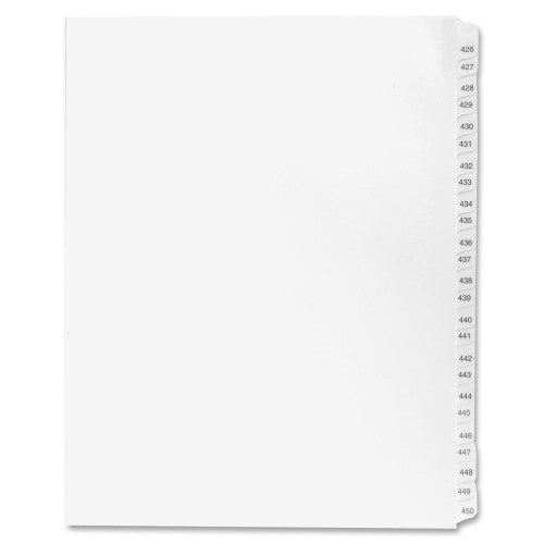 Kleer-Fax, Inc. Index Dividers,"Exhibit 426-450",Side Tabs,1/25 Cut,25/PK,WE