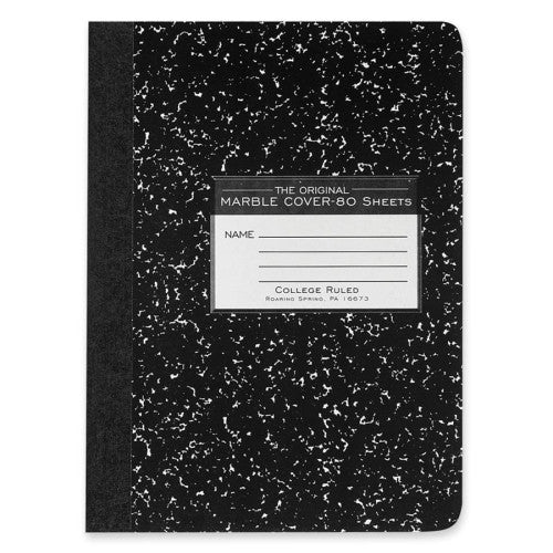 Roaring Spring Paper Products Compostion Book,College Ruled,15lb.,80/Shts,9-3/4"x7-1/2",BK