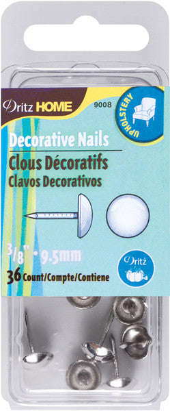 Upholstery Decorative Nails 3/8" 36/Pkg-Nickel Smo