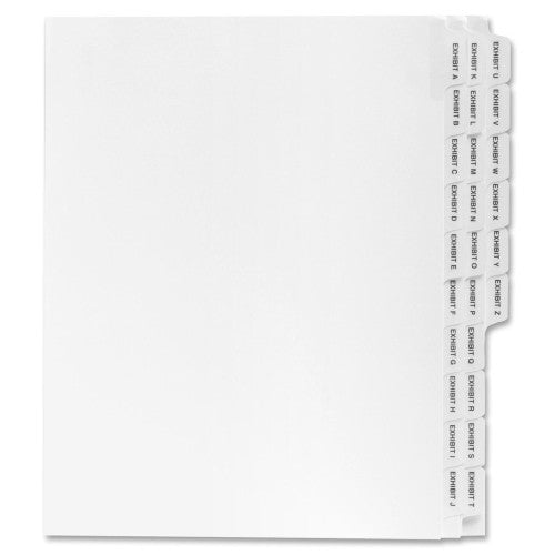 Kleer-Fax, Inc. Index Dividers,Exhibit A-Z,Letter,Side Tab,1/10 Cut,White