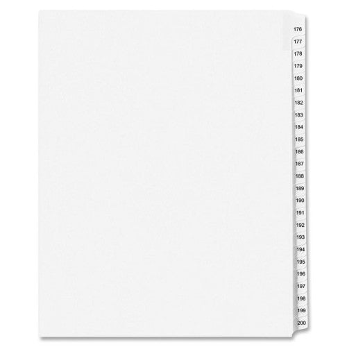 Kleer-Fax, Inc. Index Dividers,Number 176-200,Side Tab,1/25 Cut,Ltr,25/ST,WE