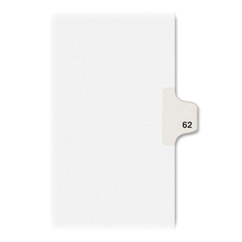 Kleer-Fax, Inc. Index Dividers,Number 62,Side Tab,1/25 Cut,Letter,25/PK,WE