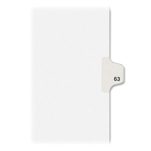 Kleer-Fax, Inc. Index Dividers,Number 63,Side Tab,1/25 Cut,Letter,25/PK,WE