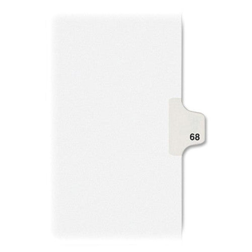 Kleer-Fax, Inc. Index Dividers,Number 68,Side Tab,1/25 Cut,Letter,25/PK,WE