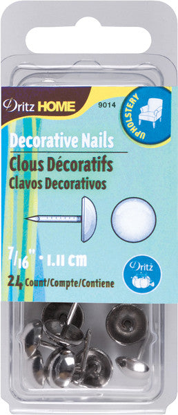 Upholstery Decorative Nails 7/16" 24/Pkg-Nickel Sm