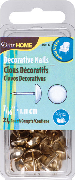 Upholstery Decorative Nails 7/16" 24/Pkg-Gilt Smoo