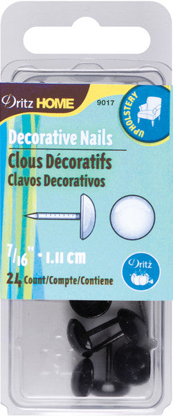 Upholstery Decorative Nails 7/16" 24/Pkg-Black Smo