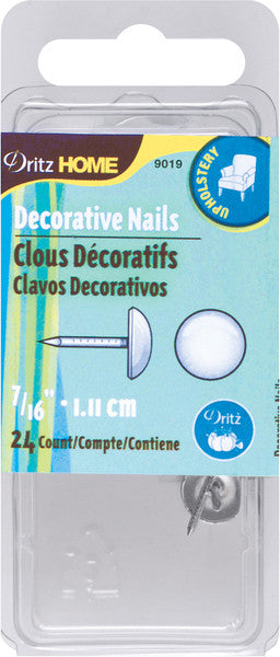 Upholstery Decorative Nails 7/16" 24/Pkg-White Smo