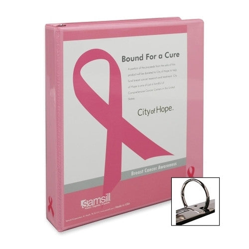 Samsill Corporation View Binder, Breast Cancer, 1" Capacity, Pink