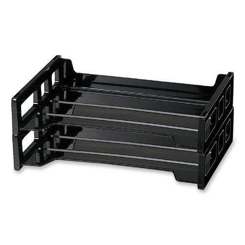 Officemate International Corp Stackable Desk Trays,Side Load,13-3/16"x9"x2-3/4",2/PK,Black