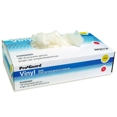 Layflat & Impact Products Vinyl Gloves, Powdered, Small , 4 mil, 100/BX, Clear