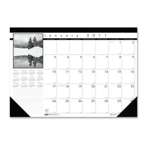 House of Doolittle Monthly Desk Pad,13 Mon. Dec-Dec,18-1/2"x13",Black/White