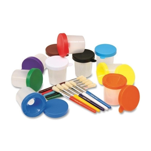 Chenille Kraft Company Paint Cups, Round No-Spill, Stuby Brush, 12/ST, Assorted