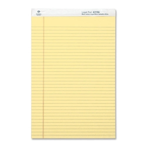 Business Source Pad,Micro-Perforated,Legal Rld,50 Sheets,8-1/2"x14",Canary