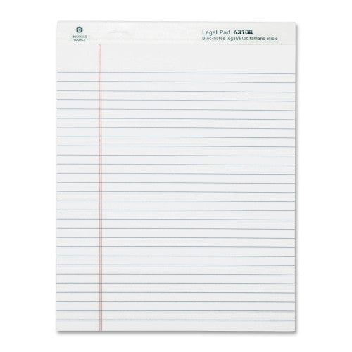 Business Source Pad,Micro-Perforated Legal Rld,50 Sh,8-1/2"x11-3/4",White