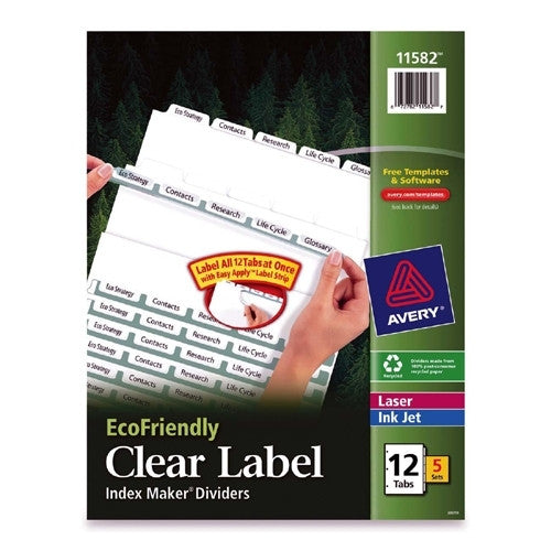 Avery Consumer Products Laser/Inkjet Dividers, 12-Tab, 5 Sets/PK, White