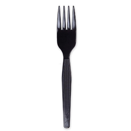 Dixie Foods Plastic Tableware,Heavy/Meadium Weight,Fork,1000/BX,Black